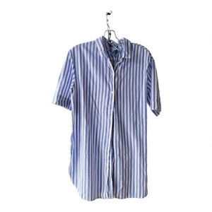 Zara Trafaluc Collection  Blue and White Pin Stripe Linen Long Shirt XS